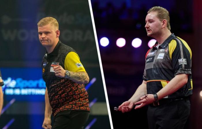 Mike De Decker y Dimitri Van den Bergh invierten roles en el segundo día del Grand Slam de Dardos: los belgas siguen en la carrera por los octavos de final