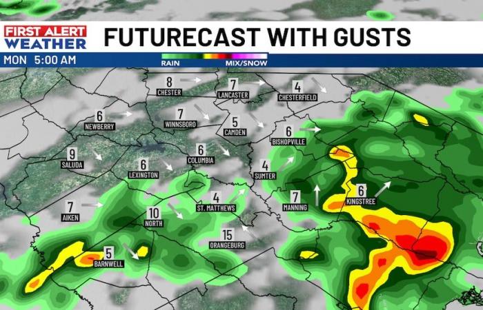 Un frente débil está avanzando lentamente a través de la región y producirá algunas lluvias ligeras dispersas en las Midlands esta noche.