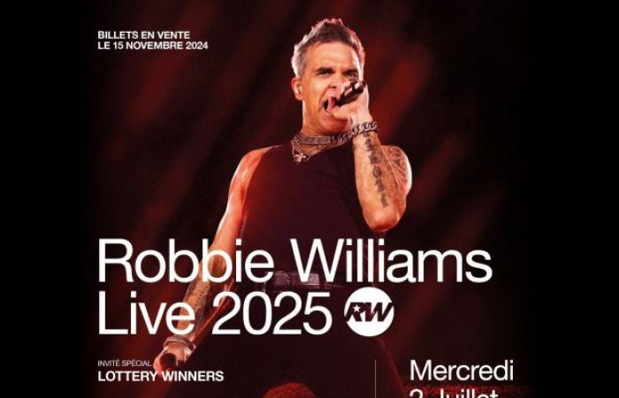 Robbie Williams en concierto en el Paris La Défense Arena en julio de 2025