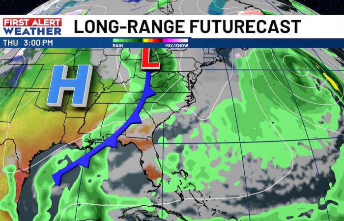 Un frente débil está avanzando lentamente a través de la región y producirá algunas lluvias ligeras dispersas en las Midlands esta noche.