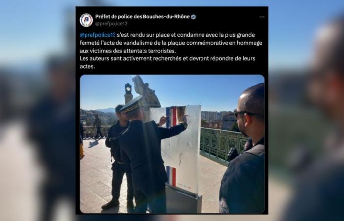 Vandalizado el monumento a las víctimas de los ataques a la estación de tren de Saint-Charles