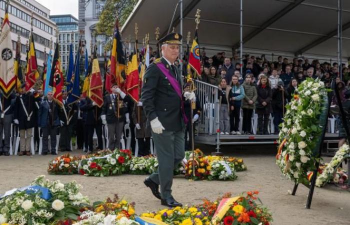 El rey Felipe conmemora el Armisticio al pie de la columna del Congreso en Bruselas (fotos)