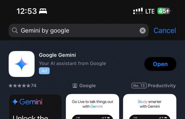 Aplicación independiente ‘Google Gemini’ detectada para iPhone con Live