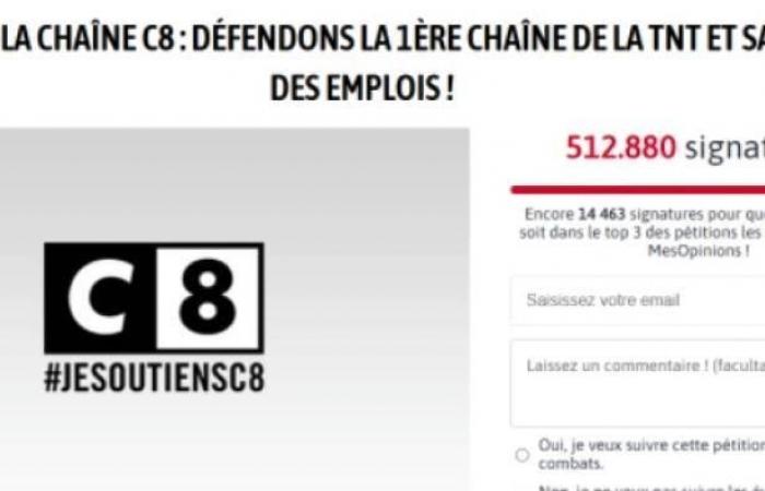 URGENTE – Esta tarde a las 20h14, la petición a favor de C8 superó el medio millón de espectadores después de sólo 4 días en línea, ¡lo que supone una movilización sin precedentes para el canal!