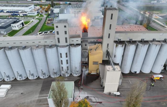 Violento incendio en silos de girasoles en Beaune, el edificio amenaza con derrumbarse