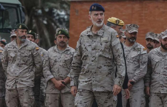 El Rey Felipe con las Fuerzas Armadas desplegadas para ayudar a las víctimas de Valencia