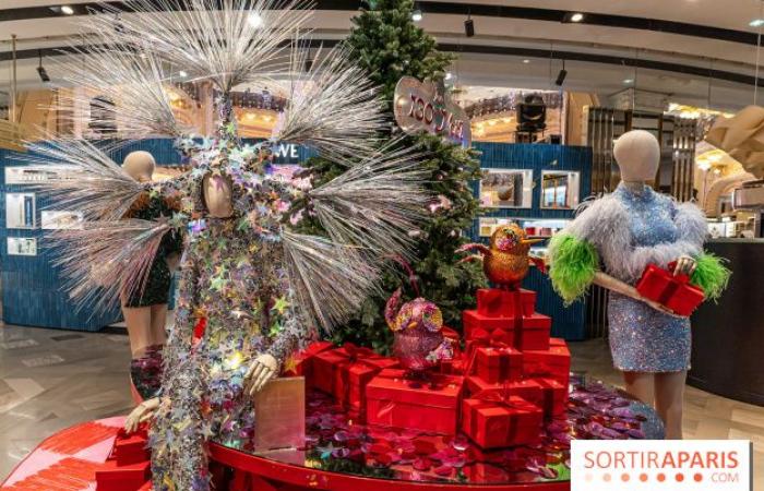 Inauguración de escaparates y árbol de Navidad en Galeries Lafayette 2024 con Vianney en escaparate