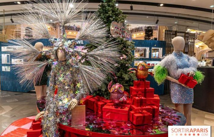 Inauguración de escaparates y árbol de Navidad en Galeries Lafayette 2024 con Vianney en escaparate