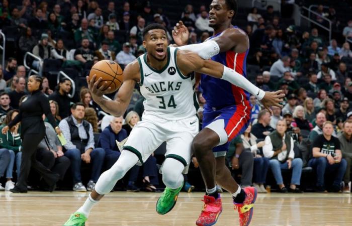 Giannis Antetokounmpo explota con 59 puntos mientras los Bucks superan a los Pistons para lograr las primeras victorias consecutivas de la temporada