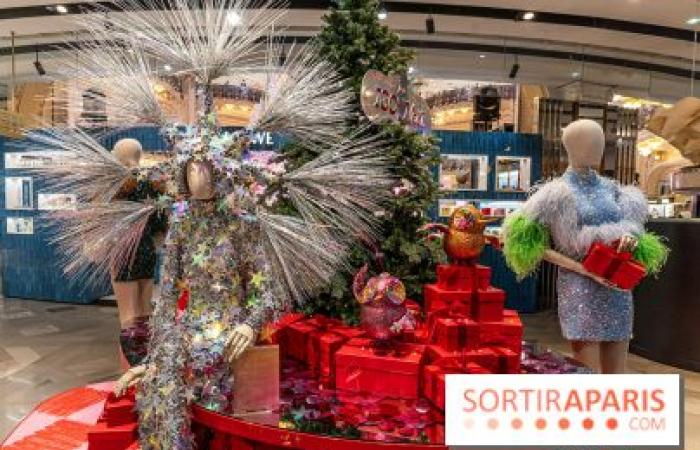 Inauguración de escaparates y árbol de Navidad en Galeries Lafayette 2024 con Vianney en escaparate