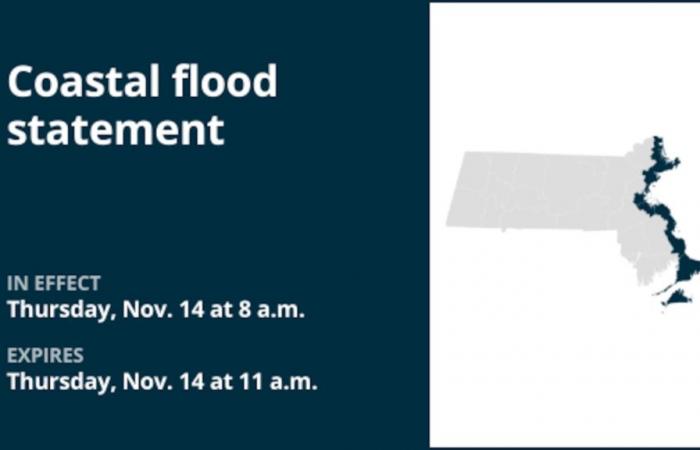 Declaración de inundaciones costeras que afectarán a 7 condados de Massachusetts hasta el jueves al mediodía