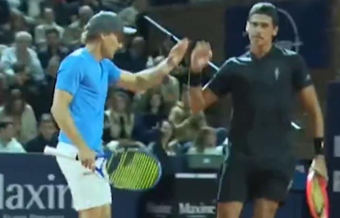 Buenos tiros pero derrota seca… Diego Forlán jugó su primer partido de tenis profesional