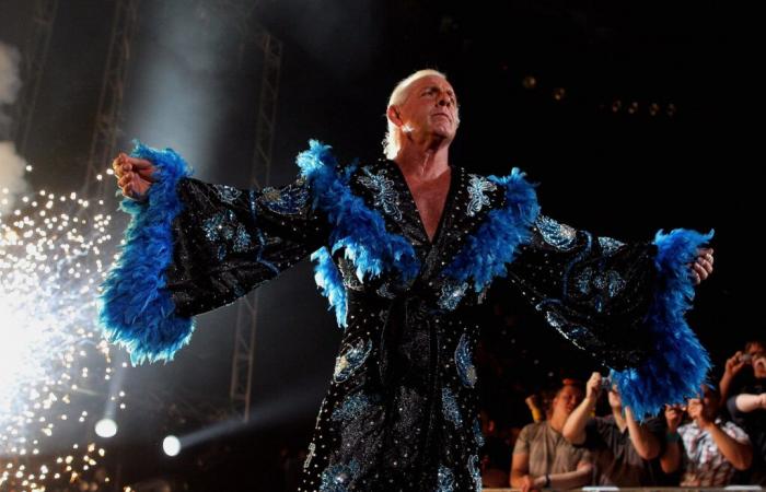 La leyenda de la WWE Ric Flair en el rincón de Mike Tyson contra Jake Paul