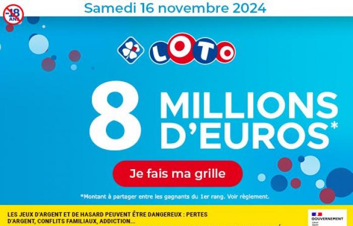 Lotto sábado 16 de noviembre de 2024: ¡8 millones de euros en juego! – FDJ