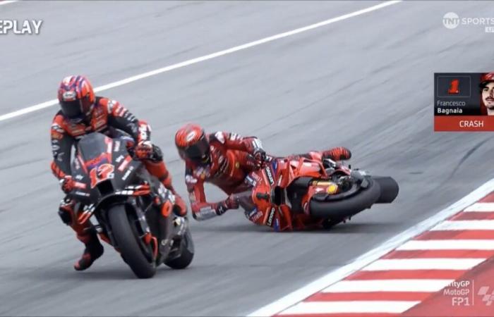 Vídeo: El extraño accidente de Pecco Bagnaia cuando la sesión ya había terminado.