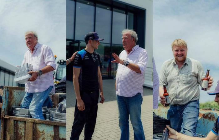 Jeremy Clarkson llega a Alpine para ofrecer cervezas a los empleados de Enstone