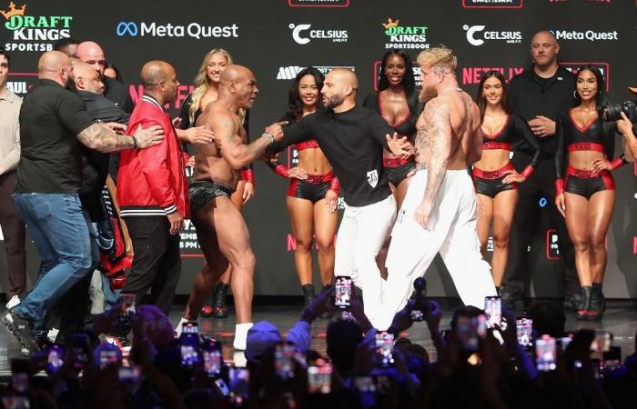 Boxeo: Tyson abofetea a Paul durante su último cara a cara antes de subir al ring