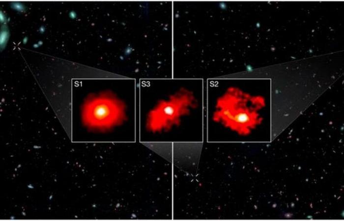 Tres galaxias monstruosas descubiertas en el Universo temprano.