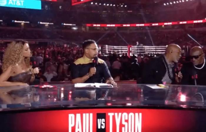 Kate Abdo se vio obligada a disculparse porque Jake Paul vs Mike Tyson sufrieron dificultades técnicas que dejaron a Evander Holyfield excluido