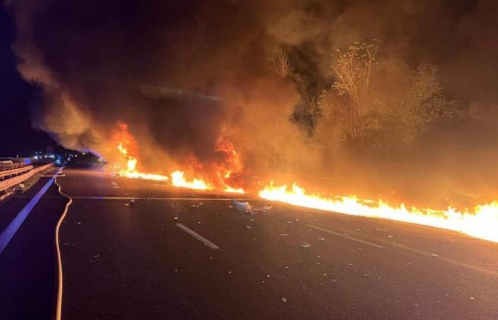 Un vehículo pesado se incendia en la A1 en Oise y el tráfico se interrumpe durante más de 10 horas