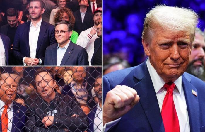 Trump flanqueado por sus principales aliados y miembros del gabinete en UFC 309: ‘EE.UU., EE.UU.’