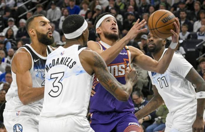 El máximo de la temporada de Devin Booker no es suficiente mientras los Minnesota Timberwolves derrotan a los Phoenix Suns