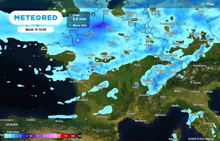 Mañana un frente frío atravesará Francia, con acumulaciones de hasta 50 l/m². ¿Qué zonas afectadas?