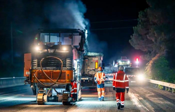 Un cruce de autopista cerrado durante dos noches para realizar obras de renovación de la vía.