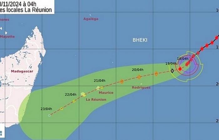 El intenso ciclón tropical Bheki se encuentra a 1.510 km de la isla Reunión y a 750 km de la isla Rodrigues