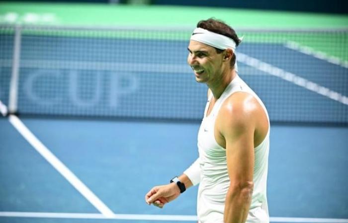 Rafael Nadal en forma en el entrenamiento contra Carlos Alcaraz antes de la final de la Copa Davis