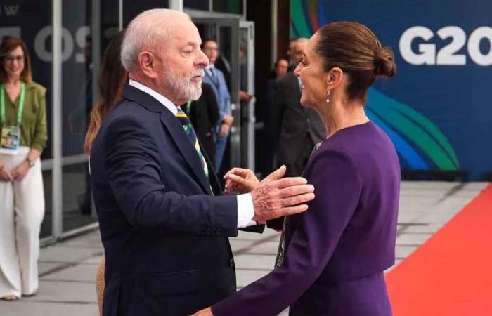 Presidenta de México saluda a Lula al llegar a Cumbre del G20