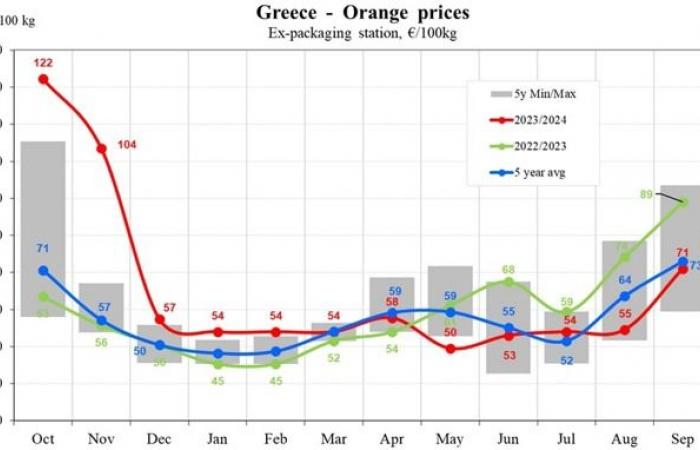 Los precios de las naranjas en la UE cayeron un 9,24% en septiembre