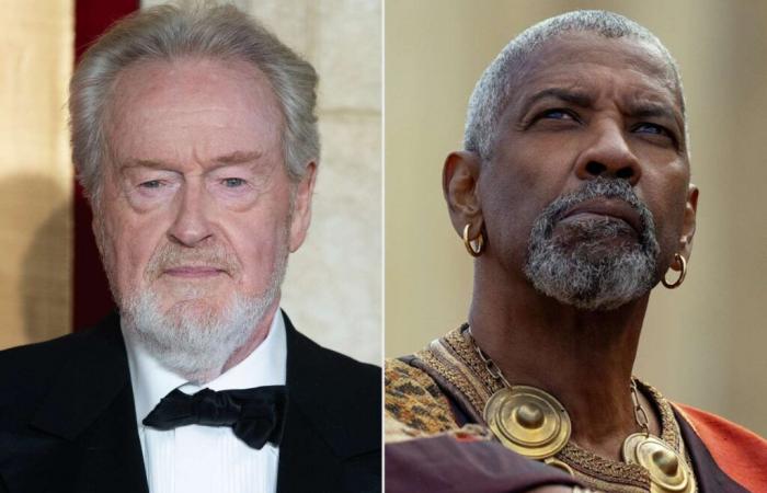 Ridley Scott dice que Denzel Washington actuó como un beso entre personas del mismo sexo en ‘Gladiator II’