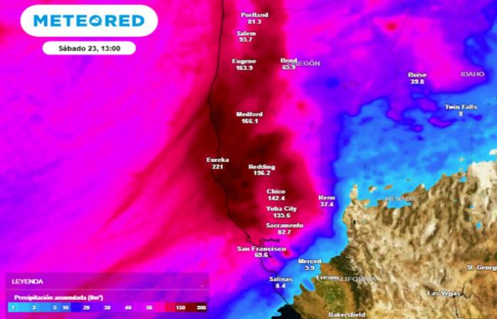 ¡Un devastador río atmosférico podría descargar 600 l/m² y provocar grandes inundaciones en Estados Unidos!