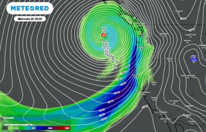 ¡Un devastador río atmosférico podría descargar 600 l/m² y provocar grandes inundaciones en Estados Unidos!