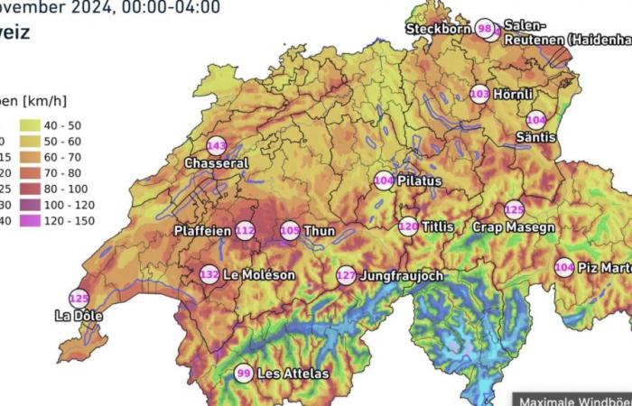 Aquí es donde la tormenta fue más fuerte durante la noche.