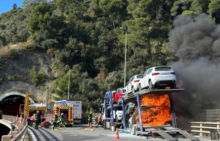 Lindo. Un camión se incendia en la autopista A8 y se interrumpe el tráfico