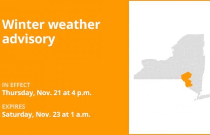 Clima de Nueva York: aviso de clima invernal para los condados de Delaware y Sullivan de jueves a sábado: hasta 7 pulgadas de nieve