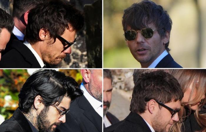 El último funeral de Liam Payne: los compañeros de banda de la estrella de One Direction y su novia, Kate Cassidy, fotografiados afuera de la iglesia