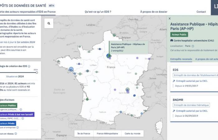 Explore el mapeo de los almacenes de datos sanitarios en Francia