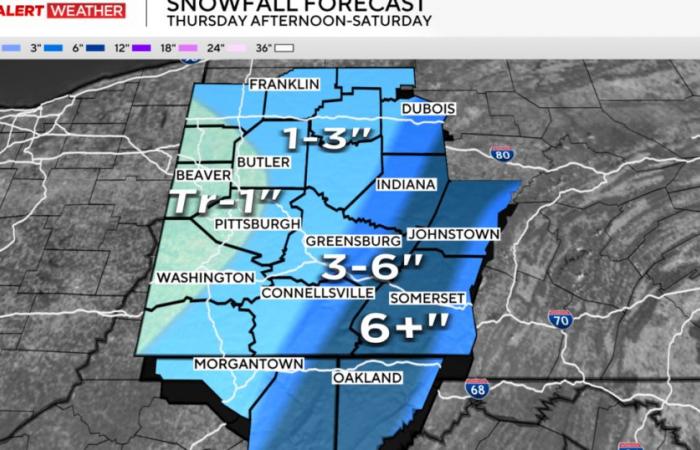 Se pronostican varias pulgadas de nieve para partes del suroeste de Pensilvania y el norte de Virginia Occidental