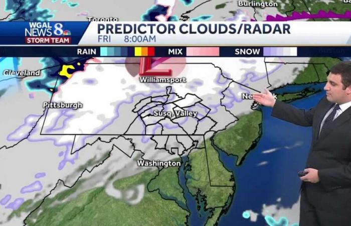 Proyecciones de nieve hora por hora para el centro-sur de Pensilvania