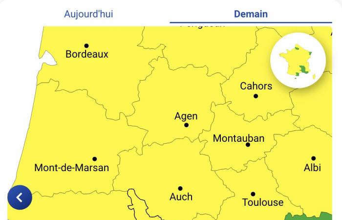 Altos Pirineos, Pirineos Atlánticos, Gers, Alto Garona, Landas, Ariège y Tarn-et-Garonne en alerta amarilla el jueves 21 de noviembre