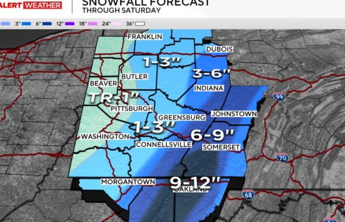 Se espera que Pittsburgh vea chubascos de nieve y ráfagas, además de acumulación de nieve el viernes