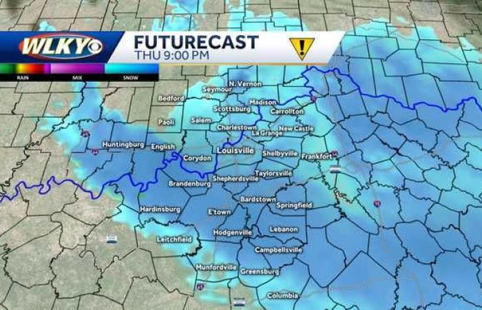 Posible lluvia de nieve el jueves en la región de Louisville