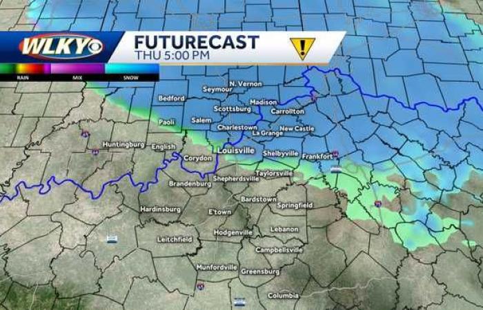 Posible lluvia de nieve el jueves en la región de Louisville