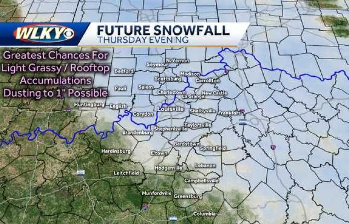 Posible lluvia de nieve el jueves en la región de Louisville