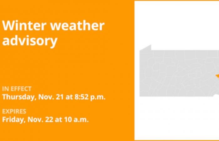 Actualización: aviso de clima invernal que afectará al condado de Northampton hasta el viernes por la mañana