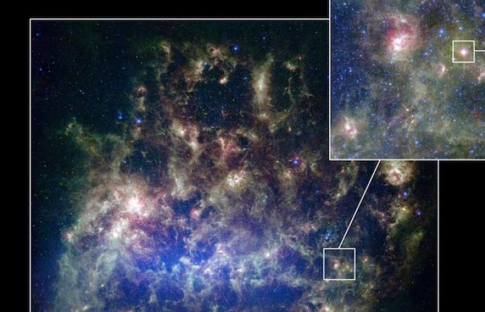 Primer plano de una estrella fuera de nuestra galaxia