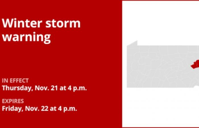 Advertencia de tormenta invernal que afectará a los condados de Carbon y Monroe hasta las primeras horas de la noche del viernes